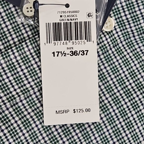 NEW Polo Ralph Lauren Classic Twill Shirt 17 1/2 36/37 Green Plaid Flesh Pony - Picture 10 of 16